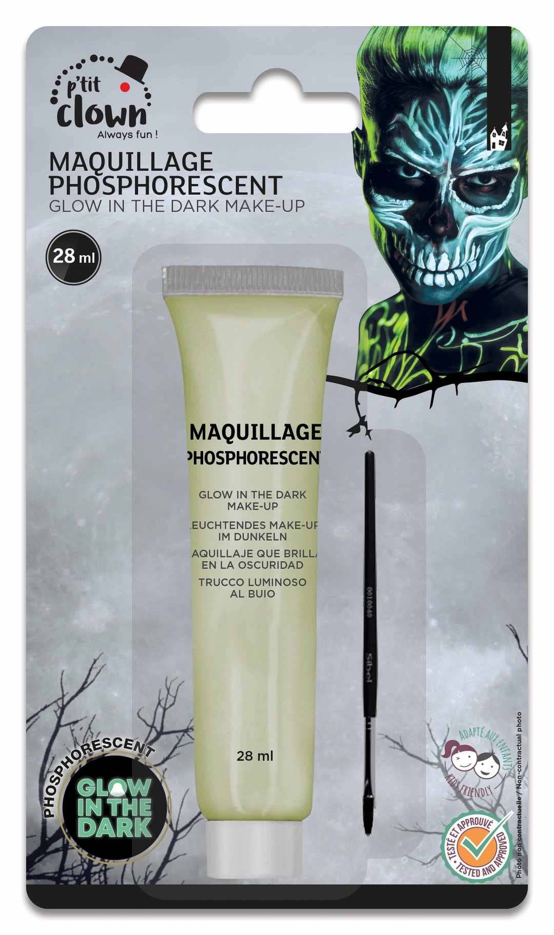 P'tit Clown - Wholesale Face Paint/Play Makeup - Kids - Phosphorescent Blush With Brush - 28ml1