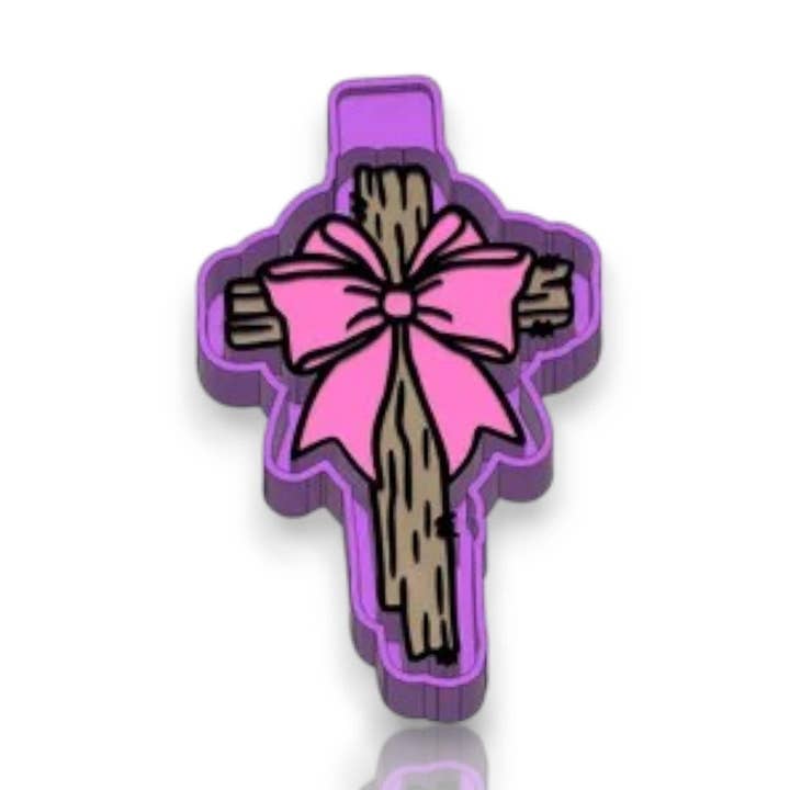 Stampo in silicone a forma di croce di legno con fiocco per la vendita all'ingrosso da parte di Roussell Prints and Demand LLC