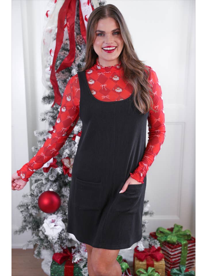 Rory Ribbed Jumper Dress- Black for wholesale on Faire5