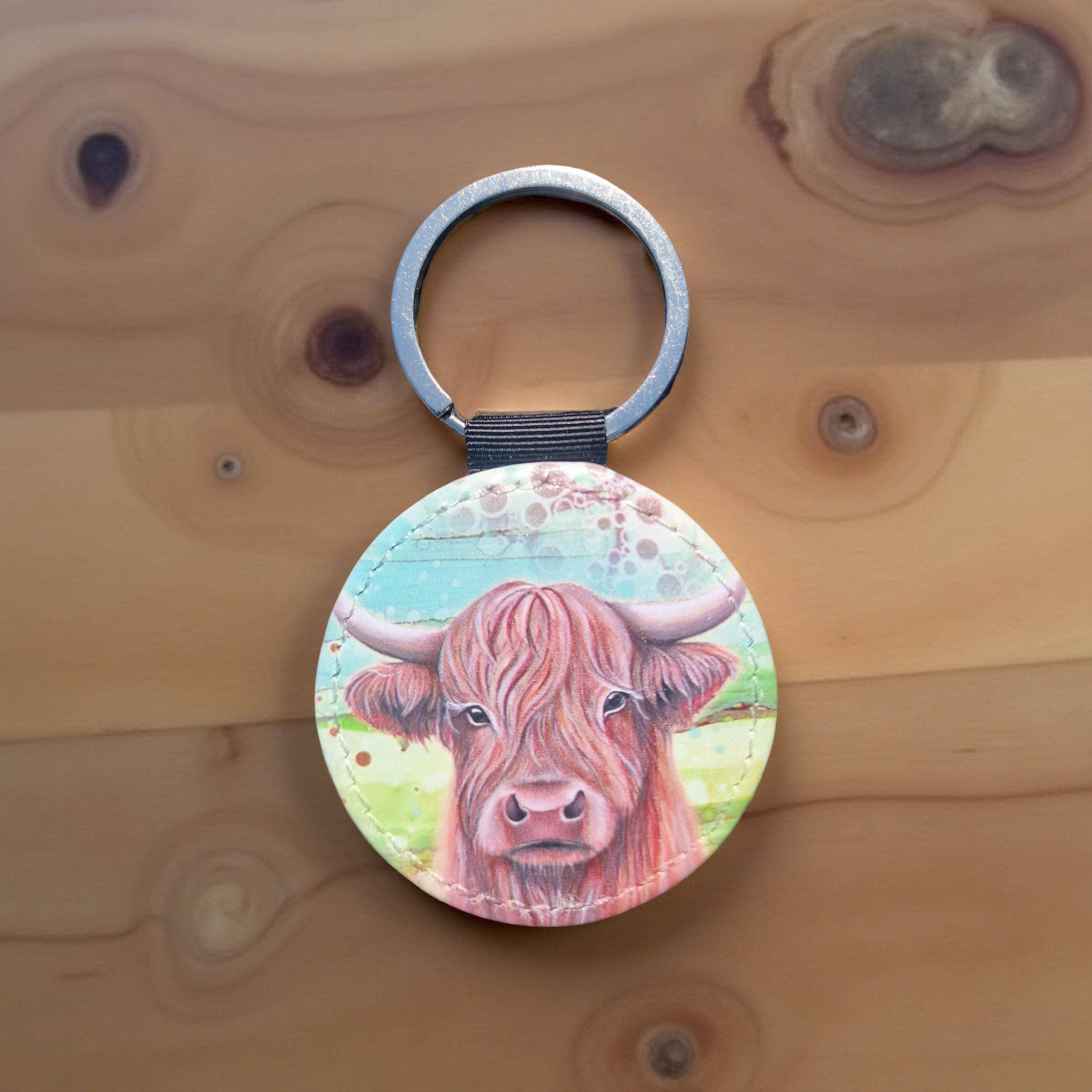 By Jo Crafts – wholesale Keychain – Unisex – 04-KR - Highland Cow Faux Leather Keyring7
