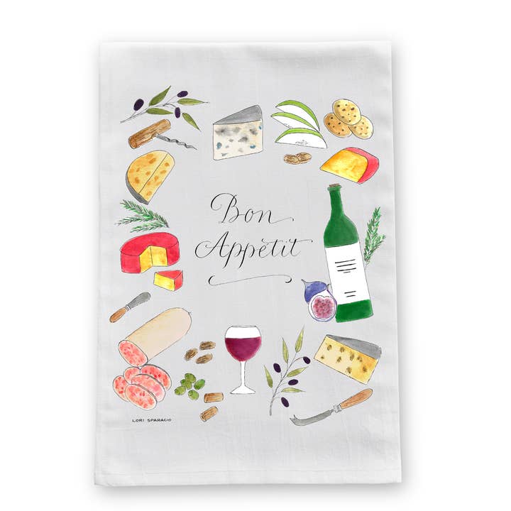 Bon Appetit (Charcuterie) Tea Towel for wholesale by The Write Occasion Calligraphy