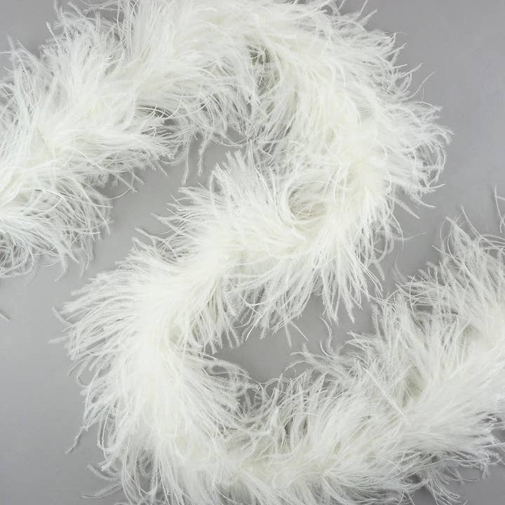 White 4 Ply Ostrich Feather Boa for wholesale by Zucker Feather Products
