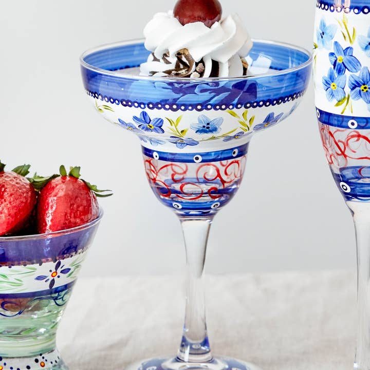 Golden Hill Studio – Copo de coquetel/álcool por atacado – Barcelona Azul Flores Margarita2