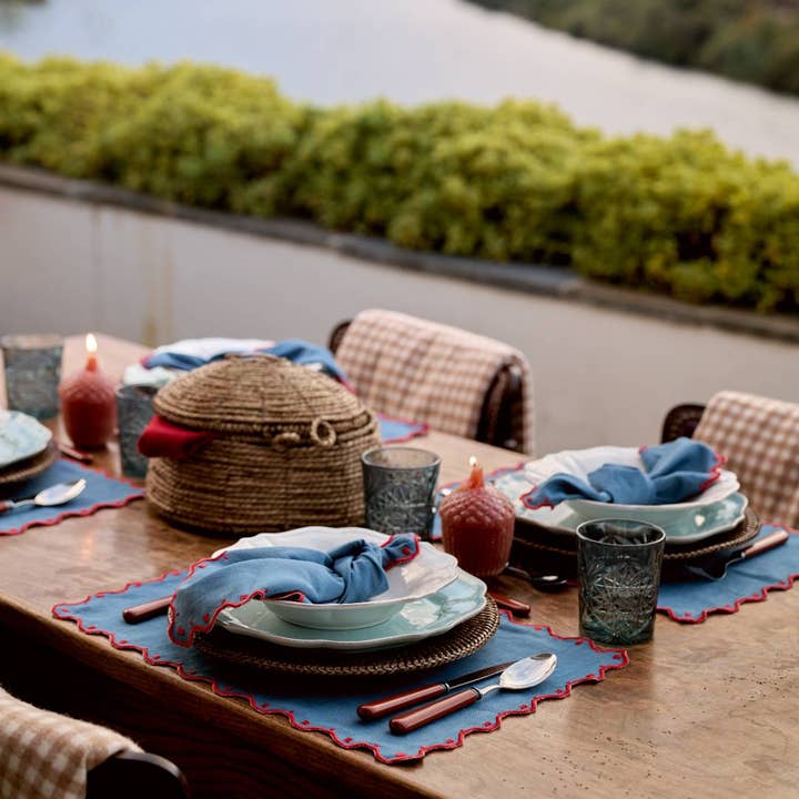 Mariaida Home – wholesale Placemat – Individual Porto, Blue with Red2