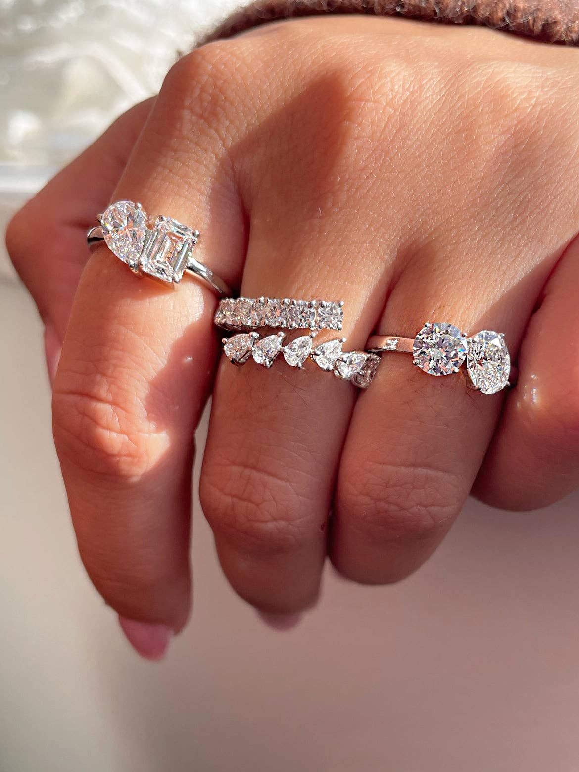 Meira T - Wholesale Engagement Ring - Toi et Moi Ring | Emerald and Pear Cut LAB Diamond1