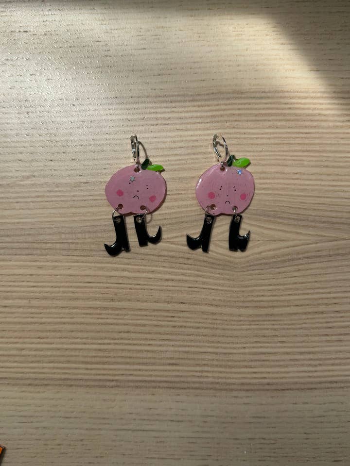 Fruit Boots Charm Earrings | Peaches for wholesale by Strwbry Wrld