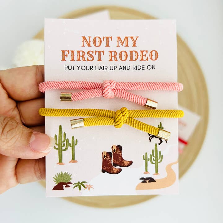 Tiny Gift Society - Wholesale Hair Tie - Not My First Rodeo Double Hair Tie - Western Cowboy Cowgirl