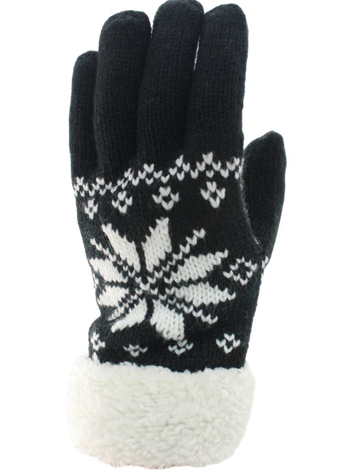 Ladies Snowflake Knit Gloves for wholesale by Klondike Sterling Glove