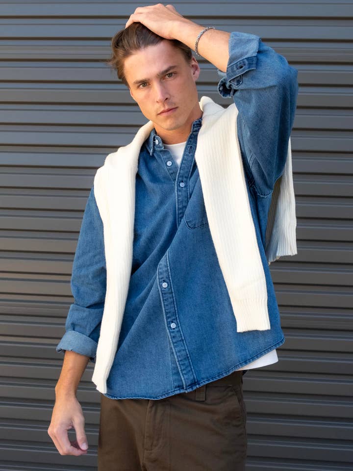 Denim Shirt - Dark Blue for wholesale on Faire7