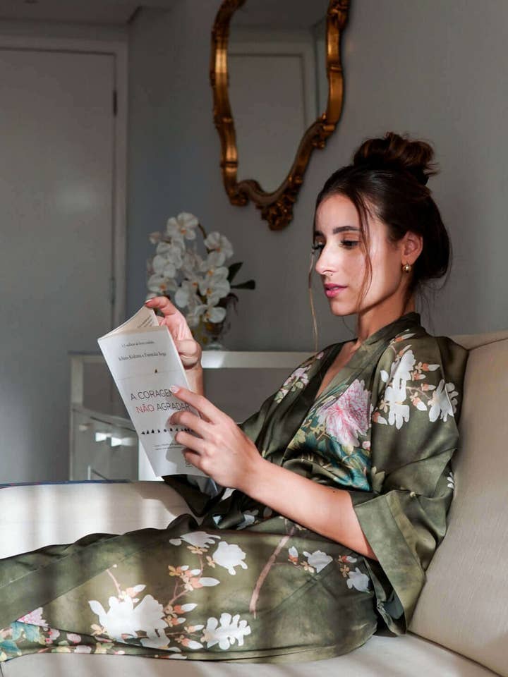 Floral Olive Kimono Robe for wholesale on Faire15