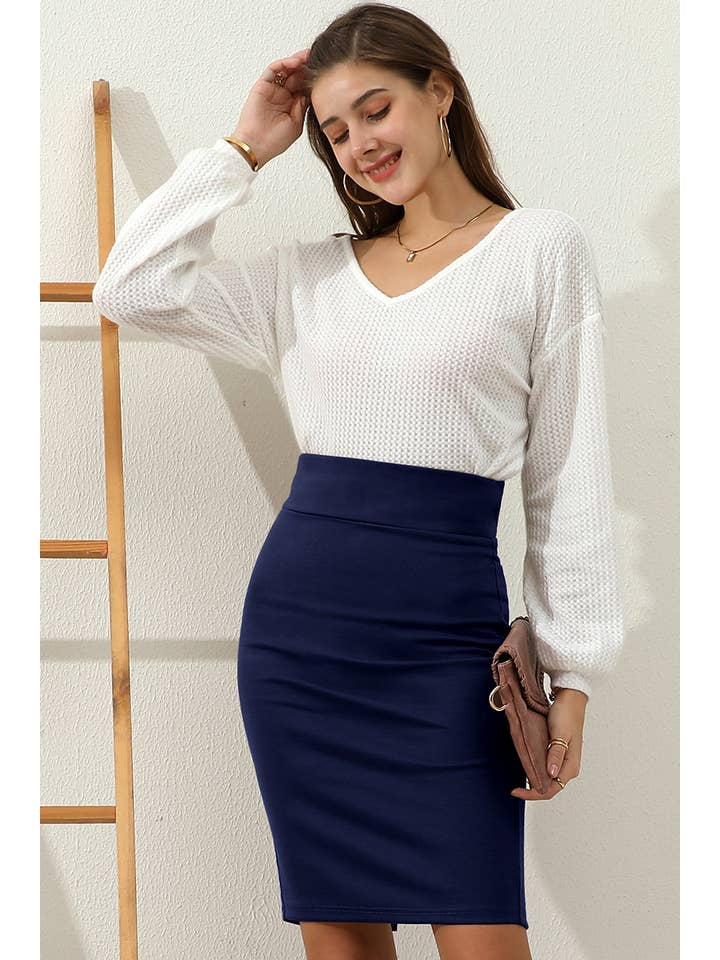 NINEXIS - Wholesale Skirt - Women's - CWBMS072_CAUSAL EASY MIDI OFFICE SKIRTS WITH BACK SLIT11