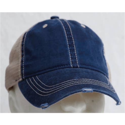 Distressed Trucker Cap - Custom Art Option: Embroidery for wholesale by ACE USA