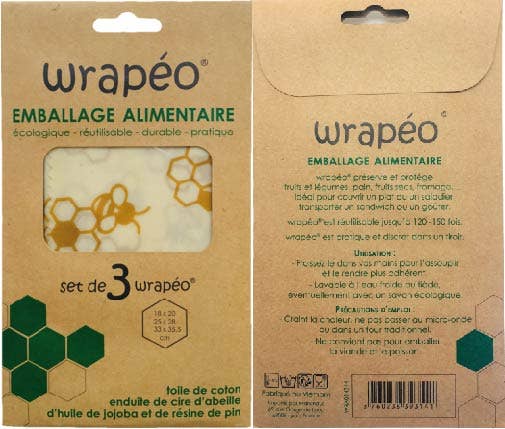 wrapéo - Wholesale Food Storage Wrap/Bag - wrapéo beeswax - set of 3 S/M/L - wra0143141