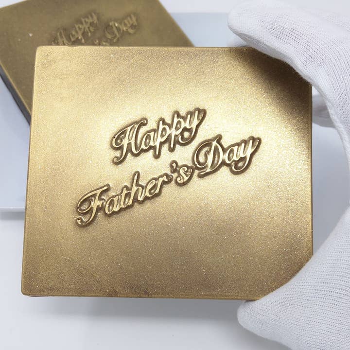 Happy Father's Day Large Card Solid Chocolate(optional Gold) for wholesale by Wild Angel Treats, LLC