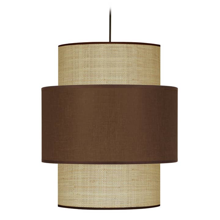 GOA - Suspensión cilíndrica de tela de paja marrón para venta al por mayor de Tosel Shop