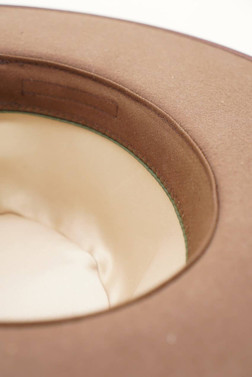 Olive & Pique - Wholesale Fedora - Women's - Leopard Banded 100% Wool Felt Structed Rancher, Satin Lined, Chestnut3