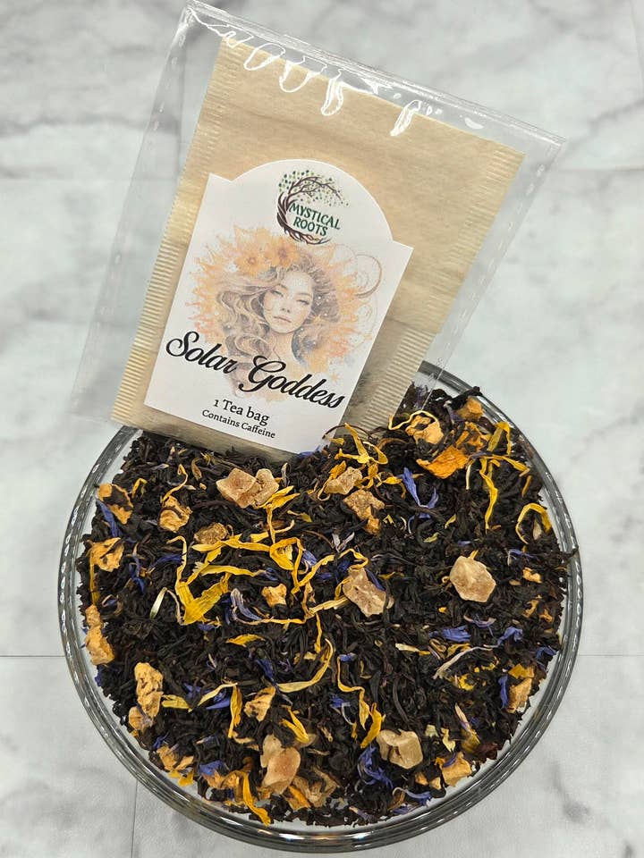 Solar Goddess – Frucht- & Blütenschwarztee - Cuppa für den Großhandel von Mystical Roots