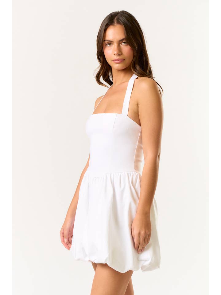 Blue Blush - Wholesale Dress - Women's - BD25753 MINI HALTER BUBBLE HEM DRESS