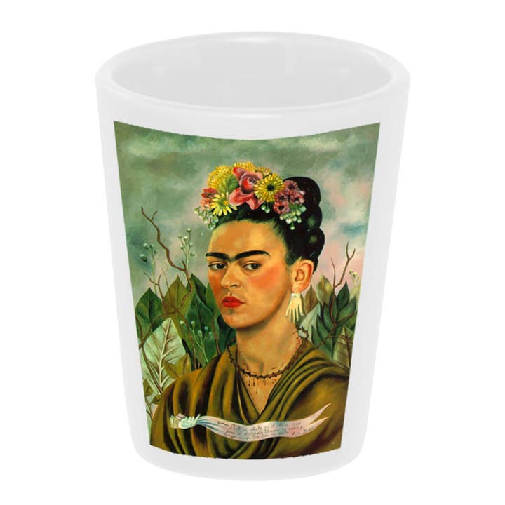 Vaso de chupito de cerámica «Frida con pendiente Picasso» de 1.5 oz para venta al por mayor de Bronze Baboon
