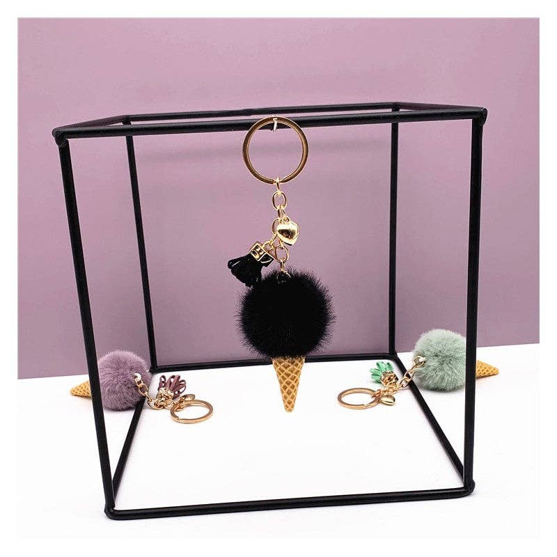 UZ Wholesale Store – wholesale Keychain – Women's – Cartoon Plush Ice Cream Cone Keychain Pendant0