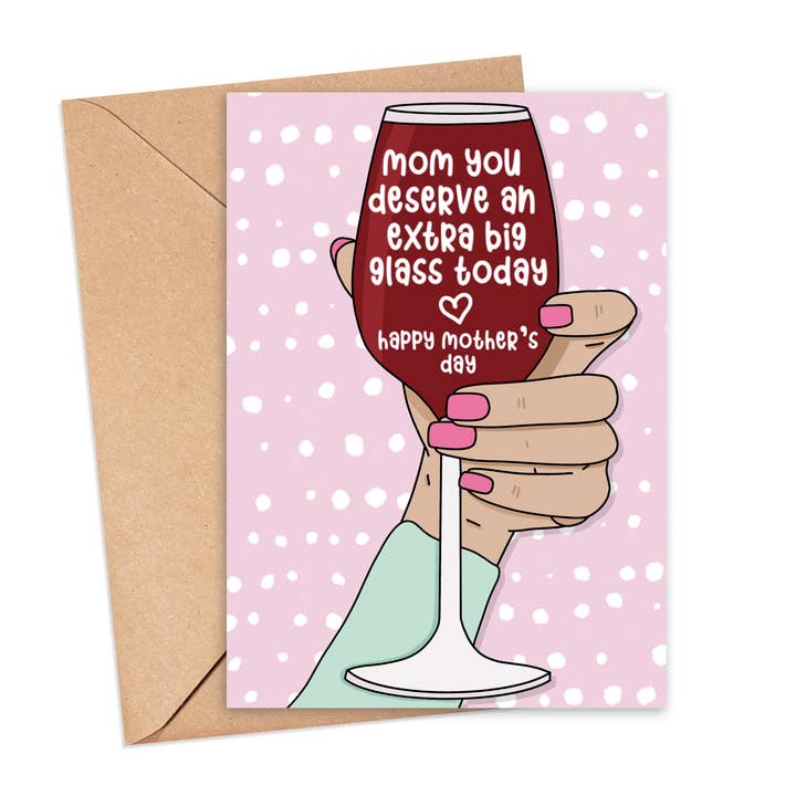 Big Wine Glass Mother's Day Card for wholesale by Saucy Avocado