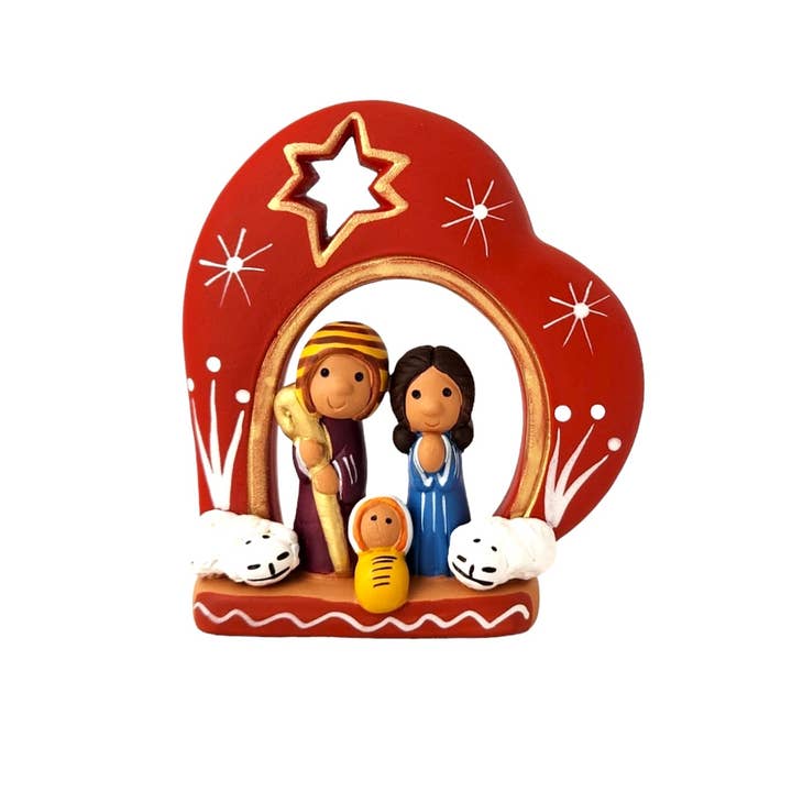 Nativité en forme de cœur en céramique pour la vente par Sedona Spirit