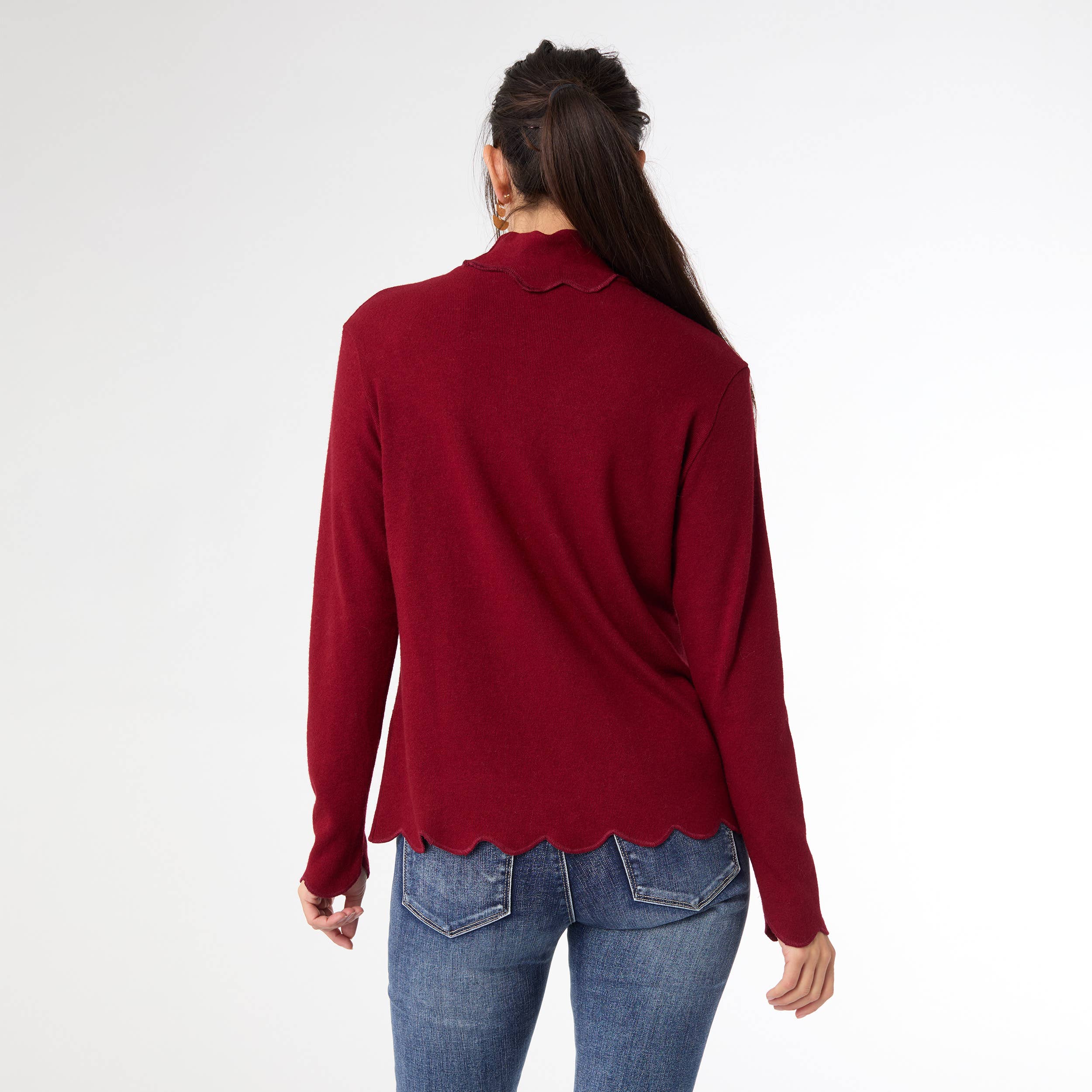 COCO + CARMEN - Wholesale Shirt - Women's - Ariana Turtleneck Top with Scalloped Trim1