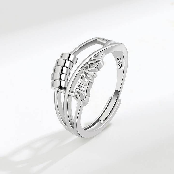 Perimade & Co. LLC - Wholesale Band/Stacked Ring - Bead Anxiety Fidget Spinner Ring in 925 Sterling Silver2
