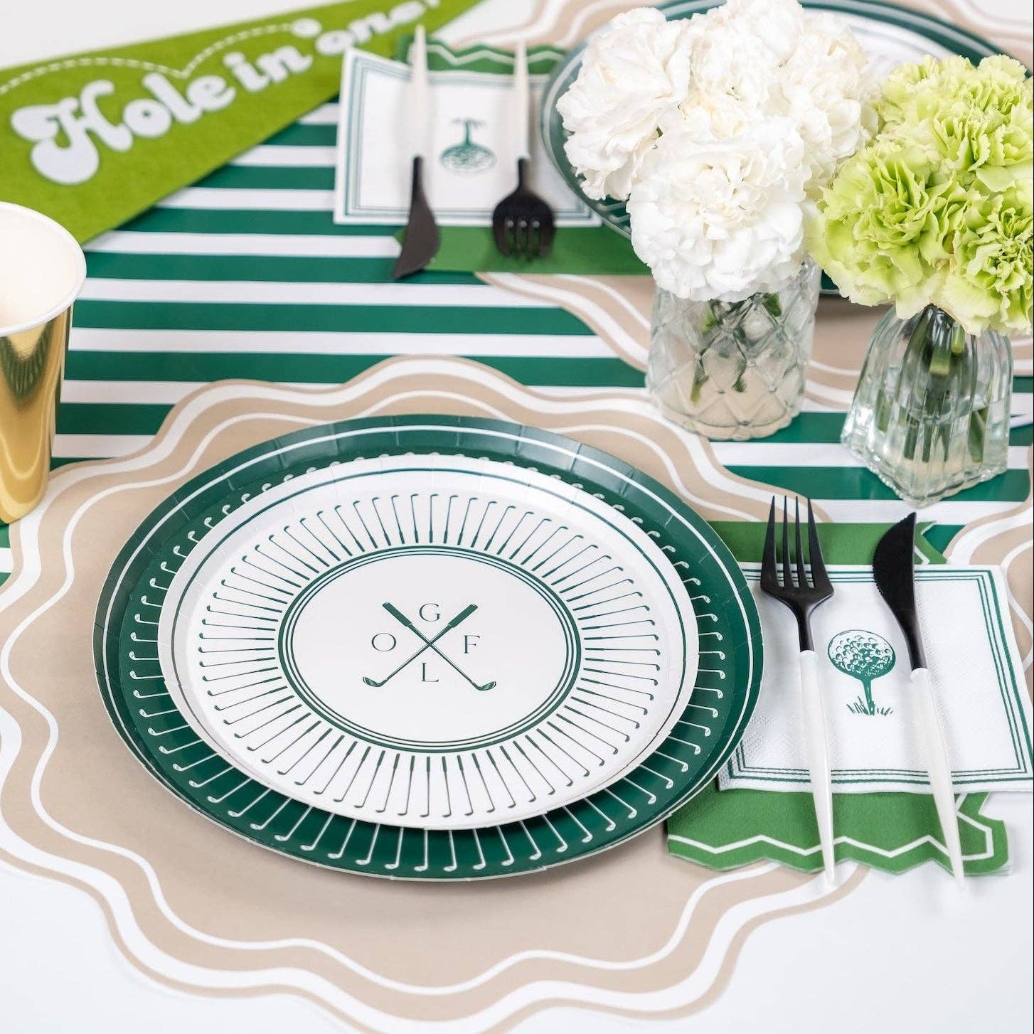 Gatherings by Curated Paperie - Wholesale Disposable Table Cover/Runner - Dark Green Striped Table Runners4