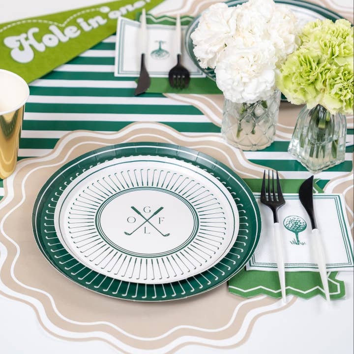 Gatherings by Curated Paperie - Wholesale Disposable Table Cover/Runner - Dark Green Striped Table Runners4