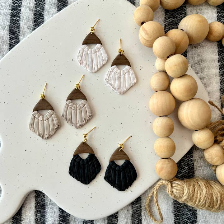 SeizeTheClayJewelry - Wholesale Dangle Earrings - Macrame Clay Earrings, Macrame Earrings, Boho Clay Earrings