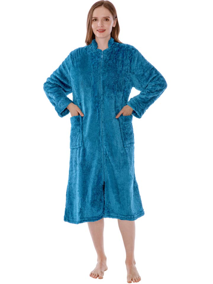 Pavilia - Wholesale Robe - Women's - Women's Sherpa Housecoat Zipper Robe11