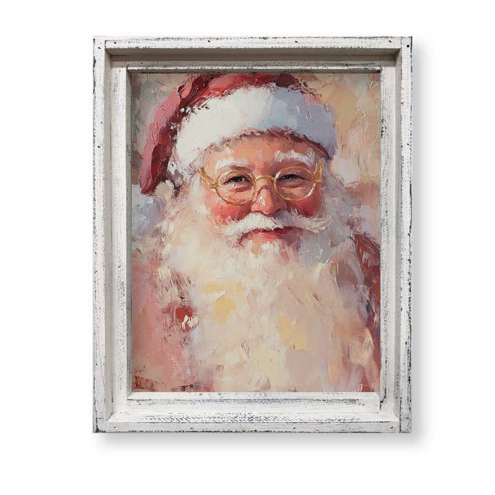 FRAMED CANVAS PINK SANTA FACE WATERCOLOR for wholesale by Jarmz Designs