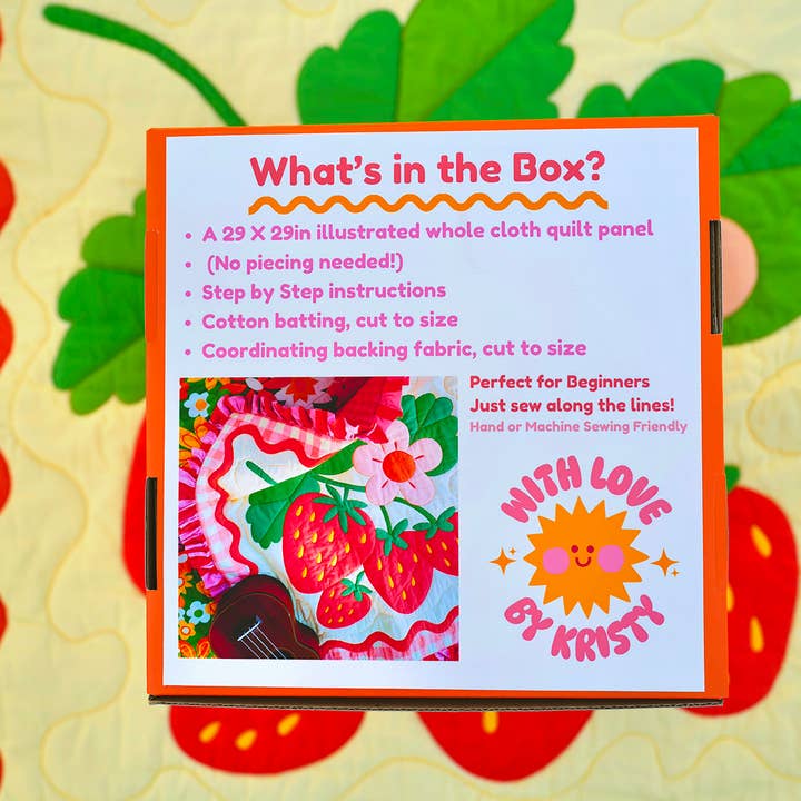 With Love by Kristy - Wholesale Craft Sewing Kit - Strawberry Whole Cloth Quilt Kit – Beginner Sewing Kit1