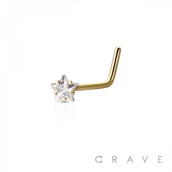 CRAVE - Vente Anneau de nez - NEZ EN ACIER CHIRURGICAL 316L COURBÉ EN « L » AVEC JEU DE GRIFFES EN FORME D'ÉTOILE1