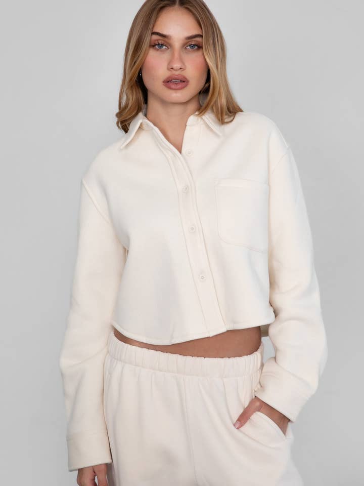 TICTOC - Wholesale Shirt Jacket/Shacket - Women's - JENNIE Plush Fleece Lounge Cropped Button Shirt Shacket15