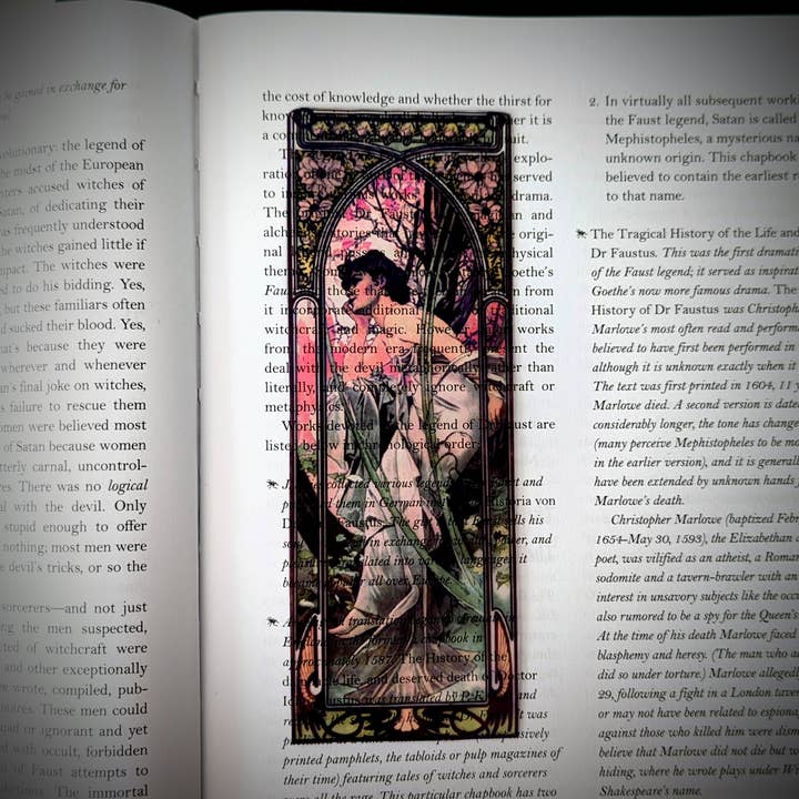 Dark Veinlet - Wholesale Bookmark - Clear Bookmark - Alphonse Mucha Evening Reverie Art Nouveau1