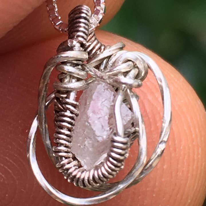 Phenacite Silver Wire-Wrap Pendant for wholesale by Wildheart Crystals