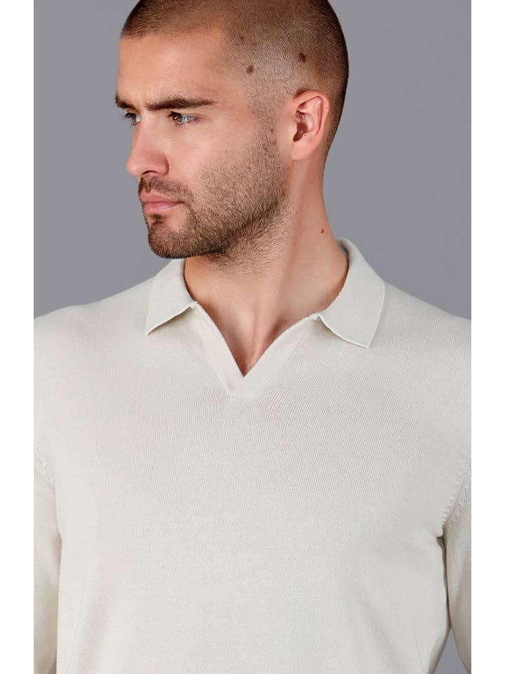 Paul James Knitwear - Wholesale Polo - Men's - Mens Lightweight Cotton Buttonless Polo Shirt