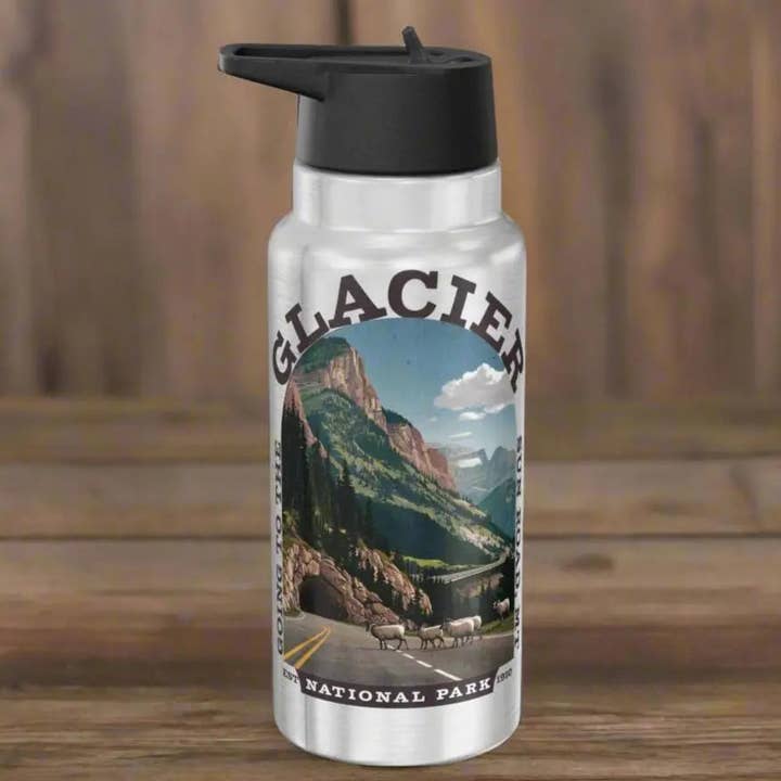 Glacier National Park Insulated Water Bottle Tumbler 32oz Going to the Sun for wholesale by Park Service Apparel