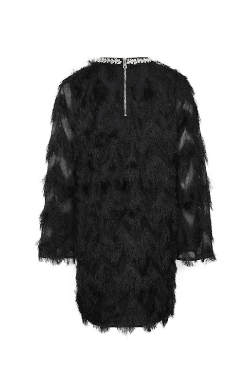 RIVIR - Wholesale Dress - Women's - Lace Long Sleeve Dress with Zigzag Pattern5