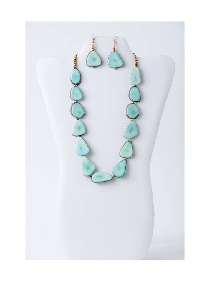 Vane Enkeltstrenget Økologisk Tagua Halskæde og Øreringe for engroshandel hos TaguArtsy