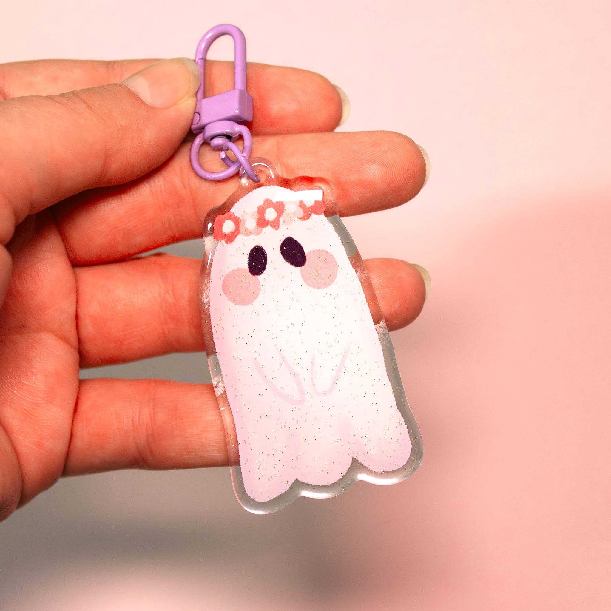 Whimsydew Art - Wholesale Keychain - Women's - Flower Ghost Keychains0