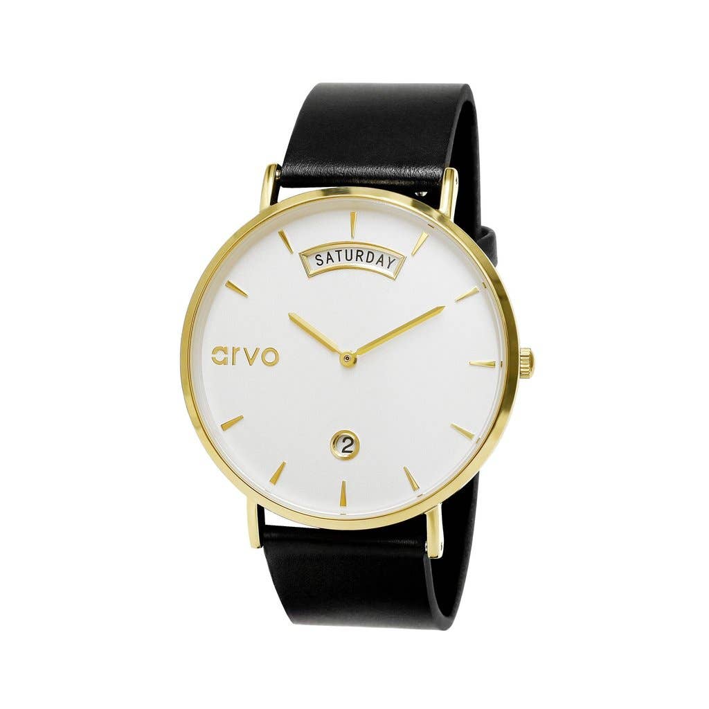 Arvo - Wholesale Wrist Watch - Unisex - Arvo Awristacrat Watch - Gold - Black Leather Band
