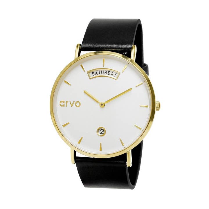 Reloj Arvo Awristacrat - Oro - Correa de cuero negro para venta al por mayor de Arvo