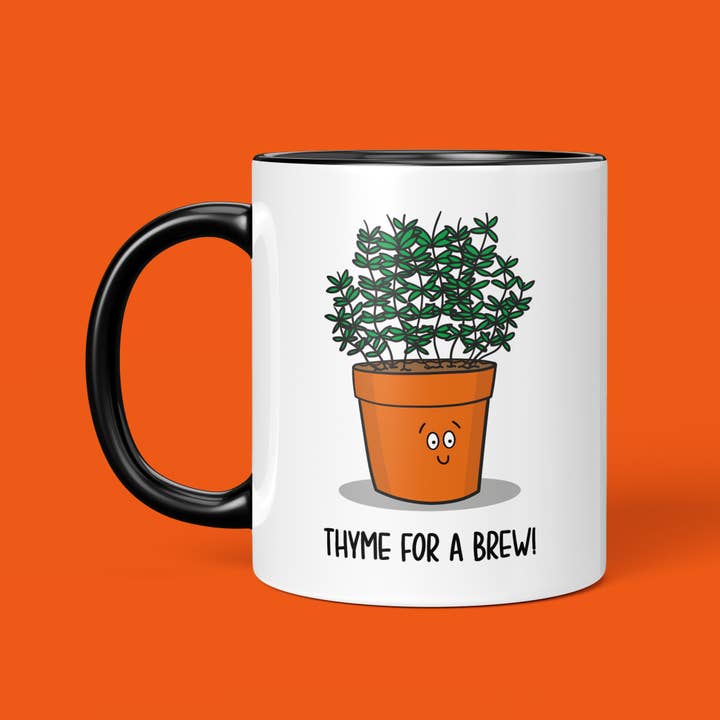 TeePee Creations - Wholesale Coffee Mug - Thyme For a Brew Pun Mug