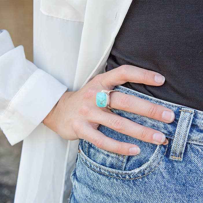 Cuadrado Ring with Light Turquoise for wholesale on Faire2