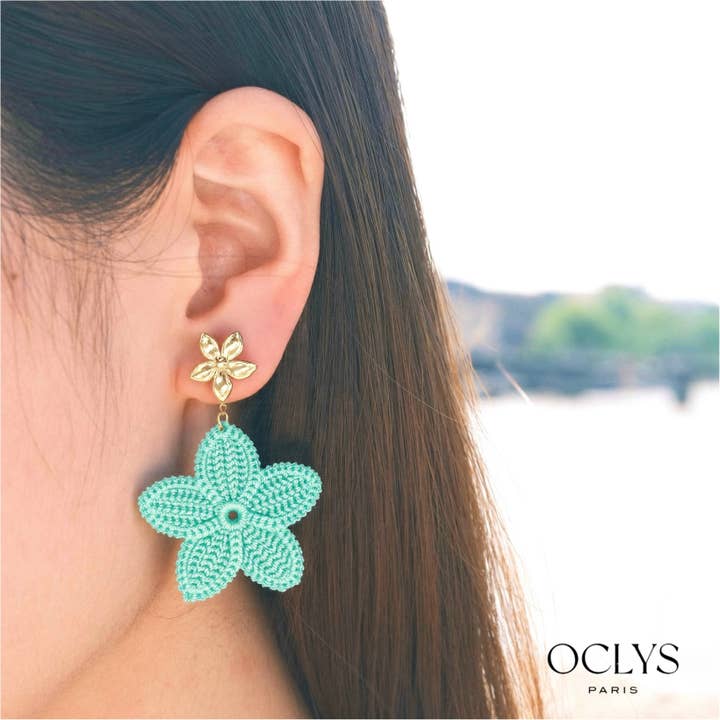 Pendientes colgantes de flor con ganchos de acero inoxidable para venta al por mayor de Oclys