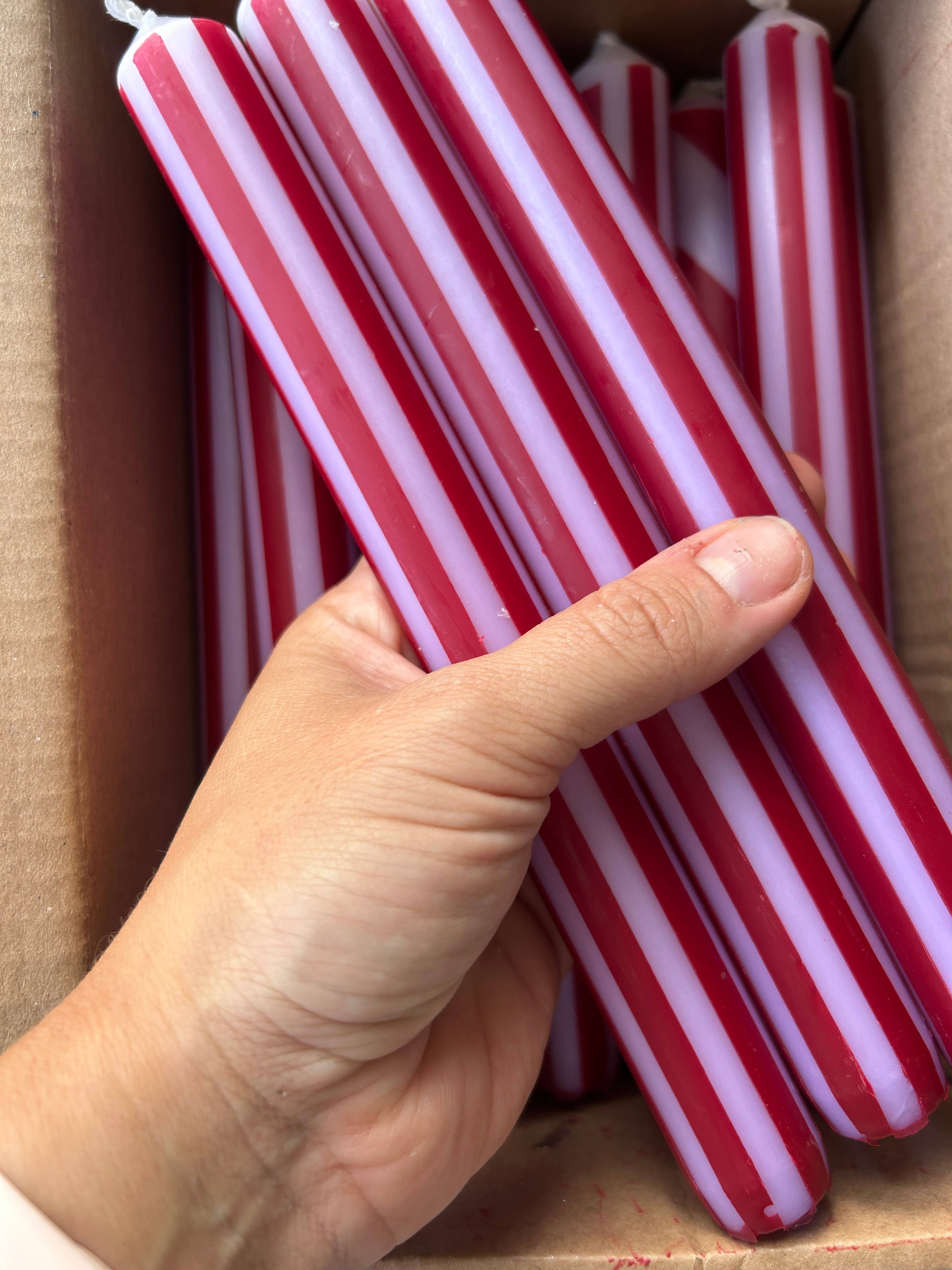 The Colour Emporium - Vente Bougies/bougeoirs coniques - RAYURES D'AUTOMNE INDIVIDUELLE13