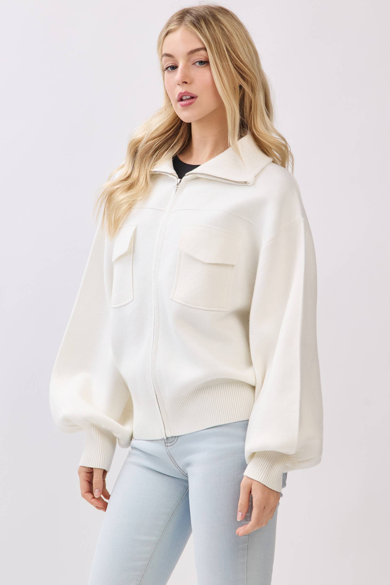 Calista - Wholesale Bomber Jacket - Women's - SWEATER BOMBER JACKET - VW613322